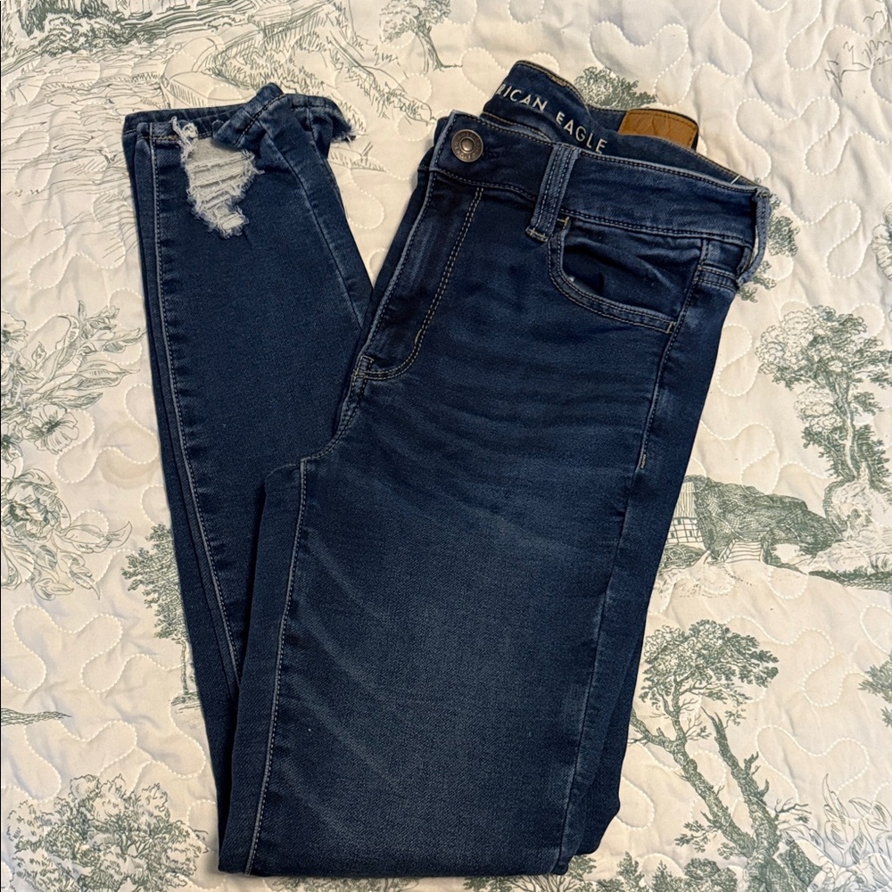American Eagle Outfitters Women's Dark Blue Skinny Jeans